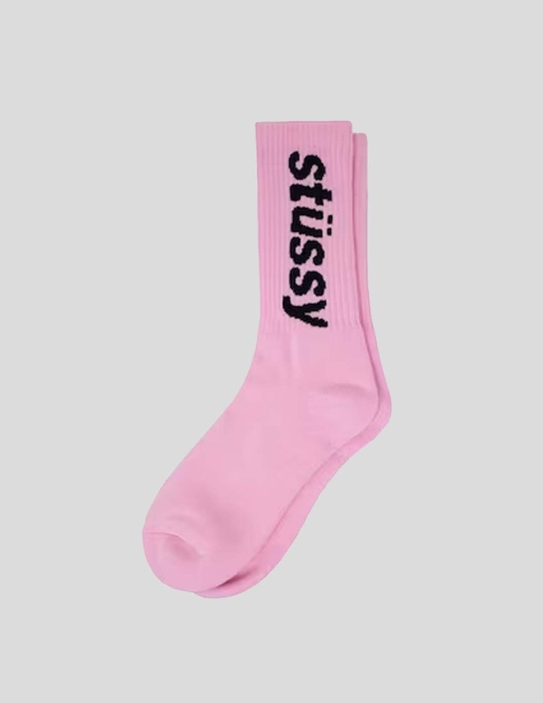 Calcetines STUSSY helvetica crew socks pink/black